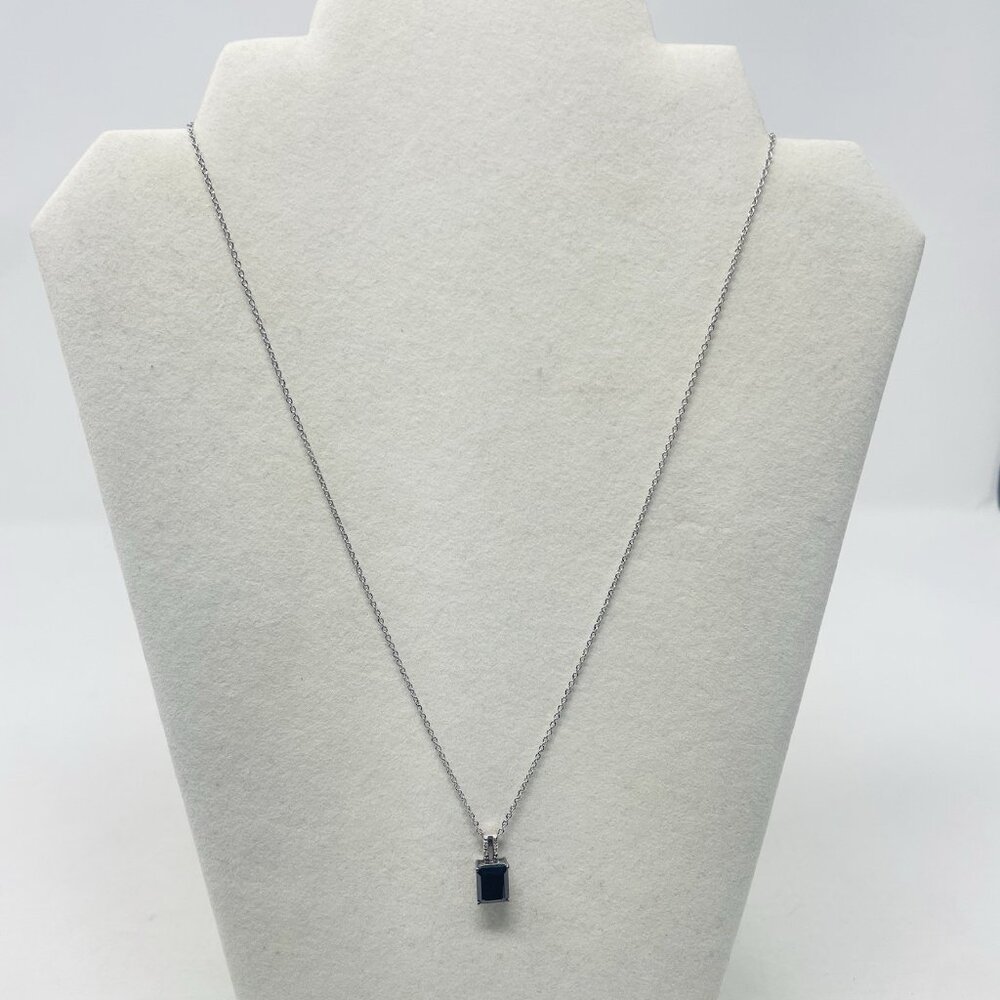 Shop LC Thai Black Spinel/Diamond Pendant in Sterling Silver with 20" Chain 5228